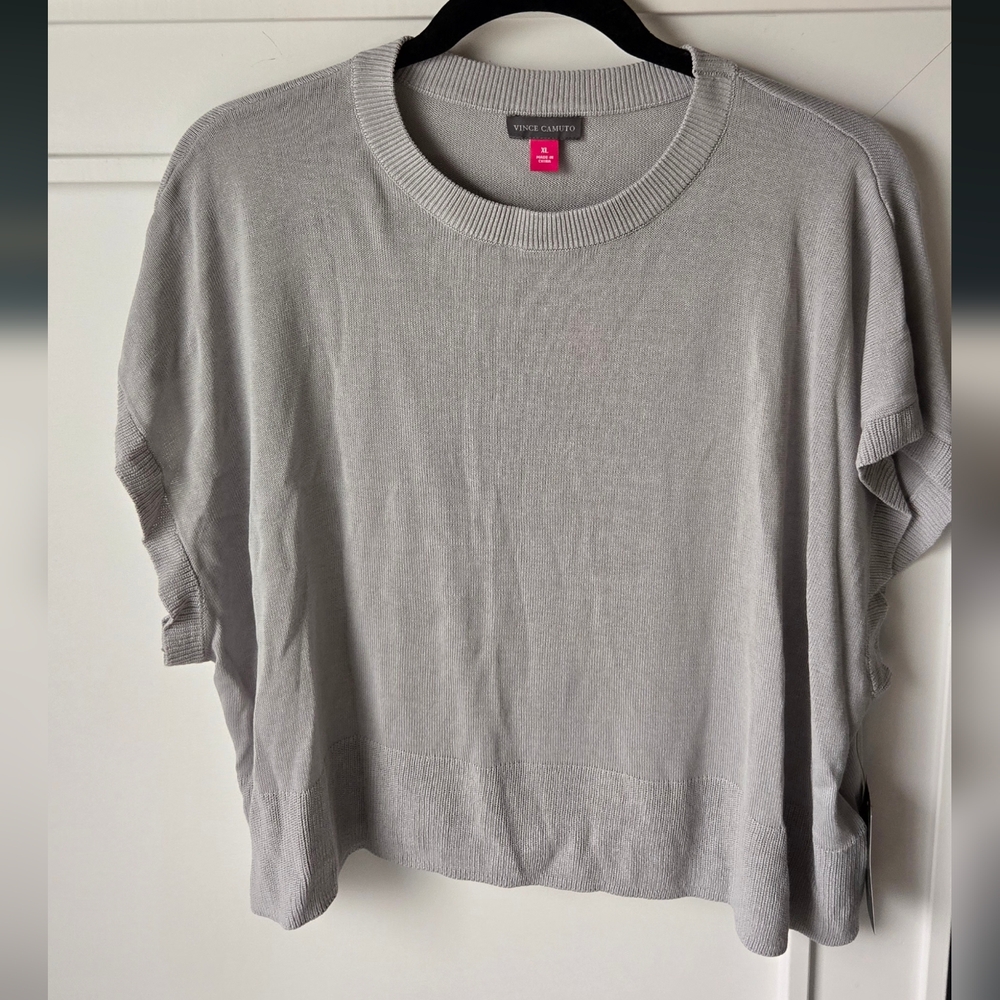 Vince Camuto Pale Gray Short Sleeve Knit Top #15